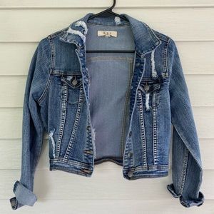 Distressed jean jacket